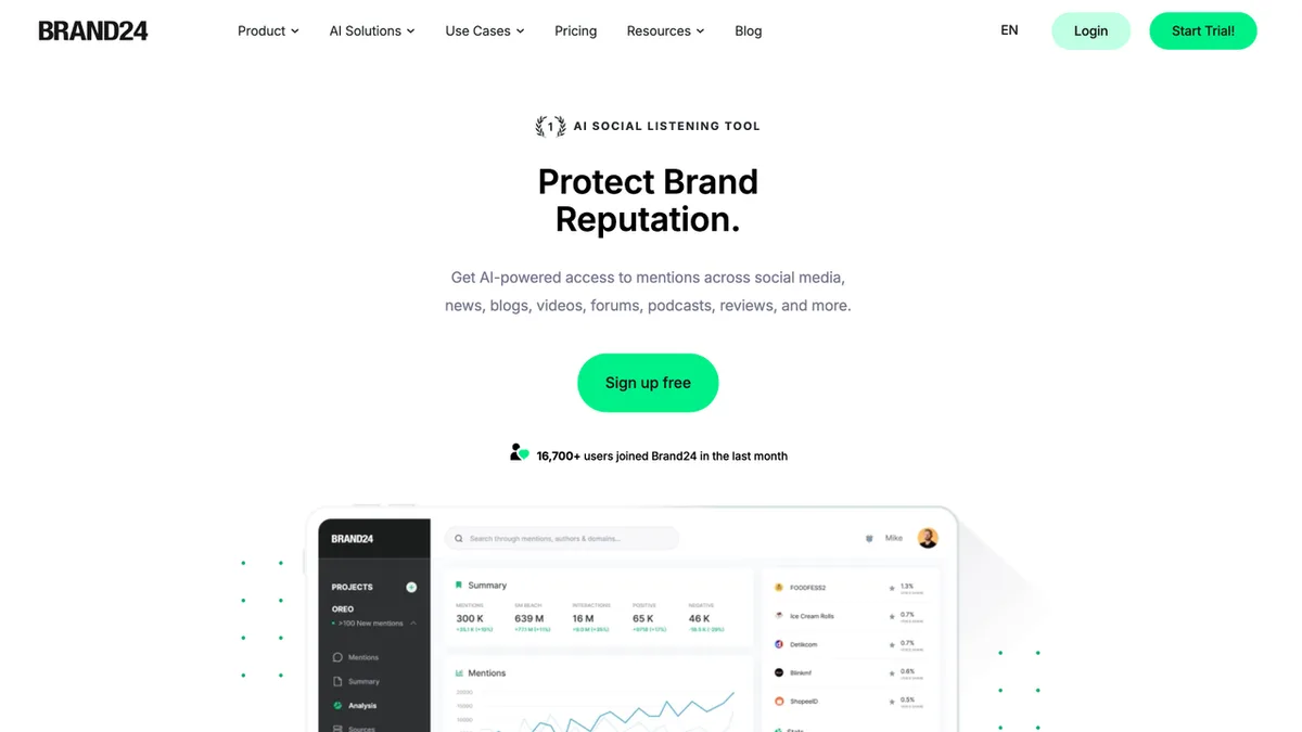 Brand24 product website preview
