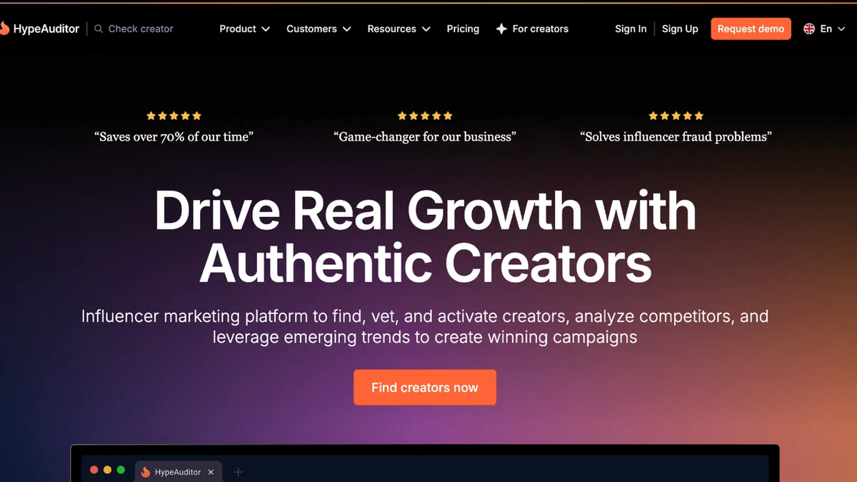 HypeAuditor product website preview