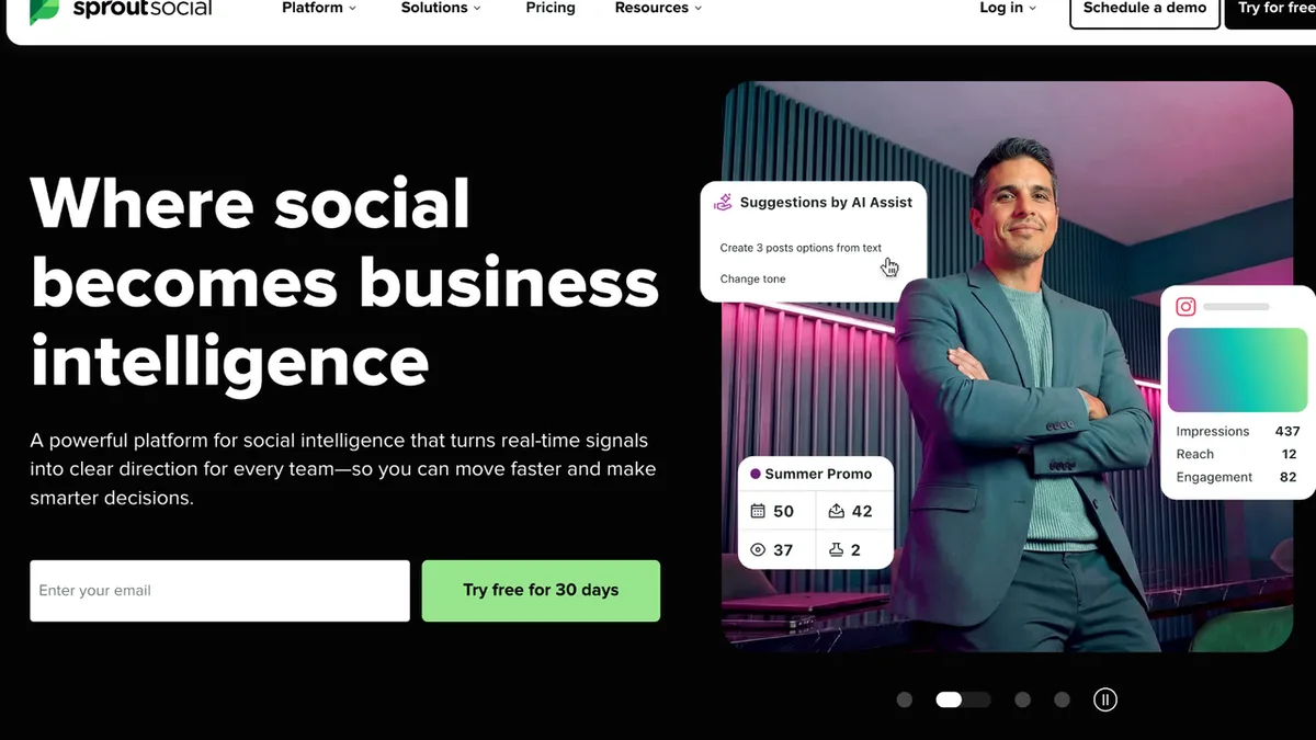 Sprout Social product website preview