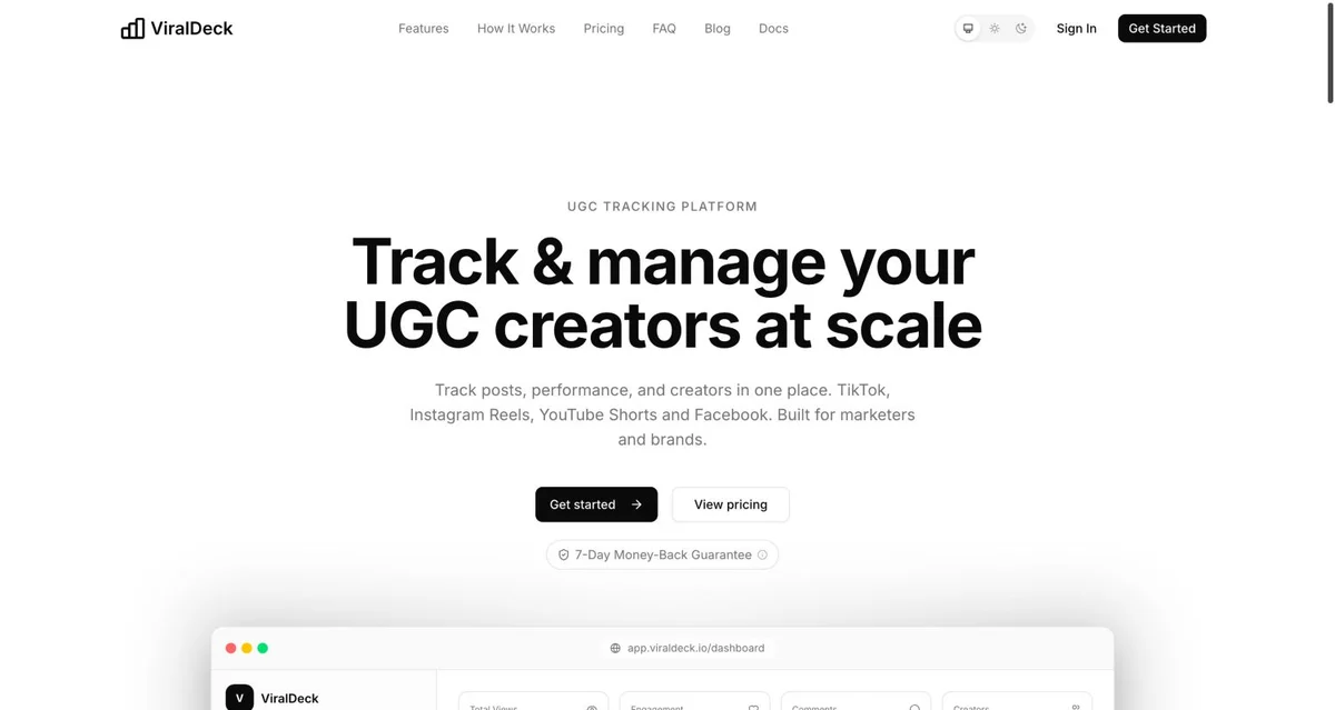 ViralDeck.io product website preview